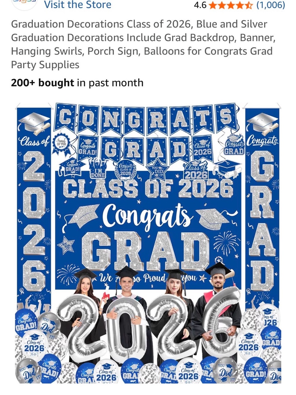 Blue and Silver Graduation Decorations Set